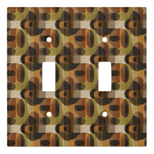 Dark Mid Century Geometric Pattern (3) Light Switch Cover