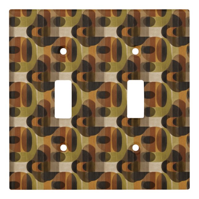 Dark Mid Century Geometric Pattern (3) Light Switch Cover (Front)