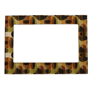 Dark Mid Century Geometric Pattern (3) Magnetic Frame