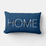 Dark Midnight Blue Color Home Monogram Lumbar Pillow at Zazzle