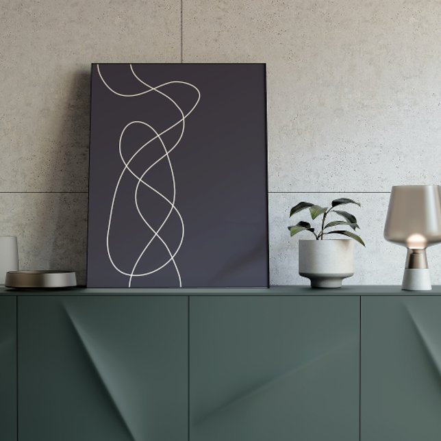 Dark Midnight Blue Minimalist Abstract Line Art Poster (Creator Uploaded)