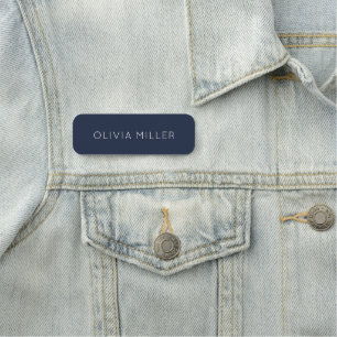 Dark Midnight Blue Minimalist Name Tag