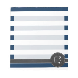 Dark Midnight Blue Stripes; Retro Chalkboard Notepad