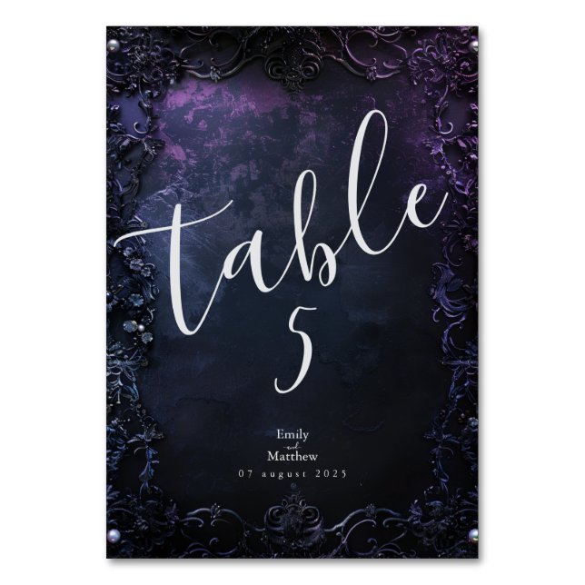 Dark Midnight Gothic Elegance Table Number (Front)
