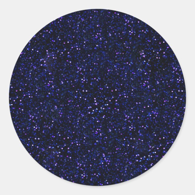 Dark Midnight Indigo Blue Glitter Classic Round Sticker (Front)