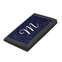 Dark Midnight Indigo Blue Glitter Tri-fold Wallet Dark Midnight Indigo Blue Glitter Tri-fold Wallet