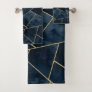 Dark Midnight Navy Blue Gold Geometric Glam #1 Bath Towel Set