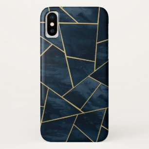 Dark Midnight Navy Blue Gold Geometric Glam #1 iPhone X Case