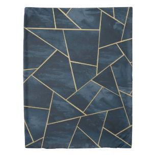 Dark Midnight Navy Blue Gold Geometric Glam #1 Duvet Cover