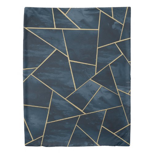 Dark Midnight Navy Blue Gold Geometric Glam 1 Duvet Cover
