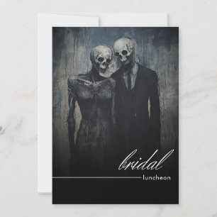 Dark Midnight Purple Floral Romance Bridal Lunch Invitation