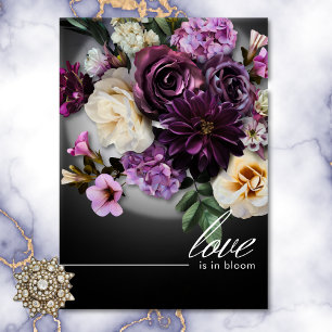 Dark Midnight Purple Floral Romance Bridal Shower Invitation