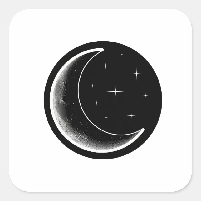 Dark Minimal Aesthetic Moon Square Sticker (Front)