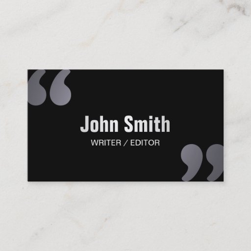 Customizable Dark Minimal Writer/Editor Business Card