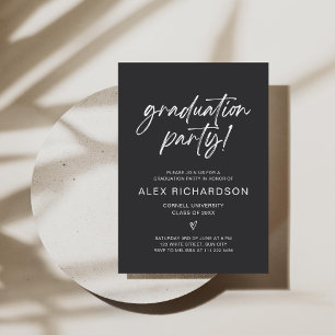 Dark Minimalist Boy's Graduation Invitation