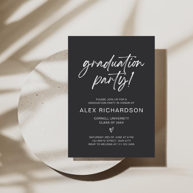 Dark Minimalist Boy's Graduation Invitation (Creator Uploaded)