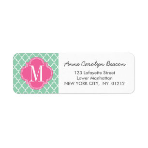 Dark Mint Moroccan Tiles Lattice Personalized Label