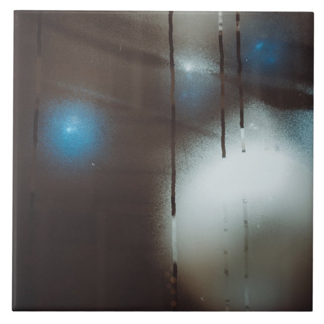 Dark Misted Steamy Window with Christmas Baubles Ceramic Tile (Front)