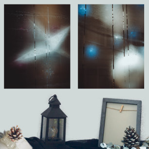 Dark Misted Steamy Window with Christmas Baubles Wall Art Sets