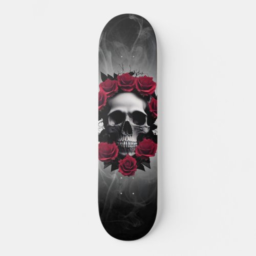 Dark Misty Gothic Skull and Roses Sigil Skateboard