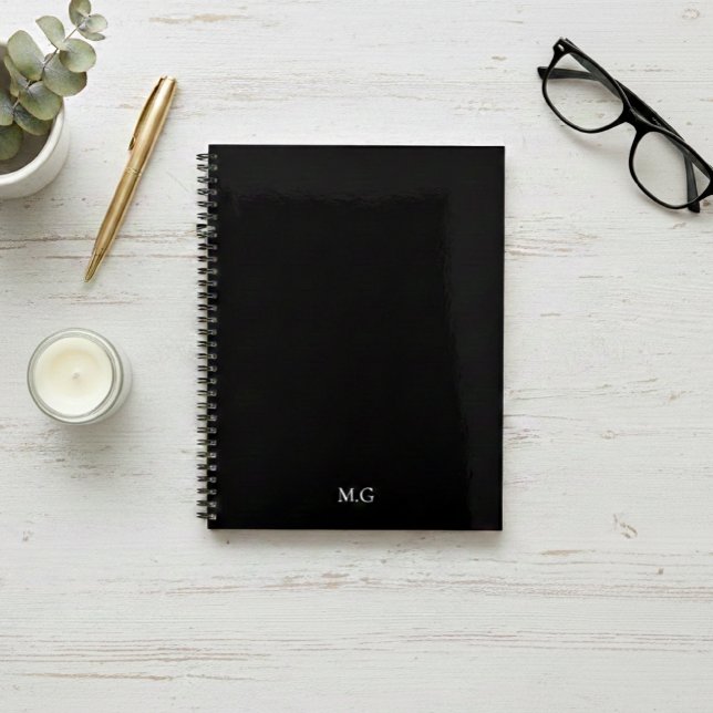 Dark Mode Stationary Glossy Black Agenda Initials (Creator Uploaded)