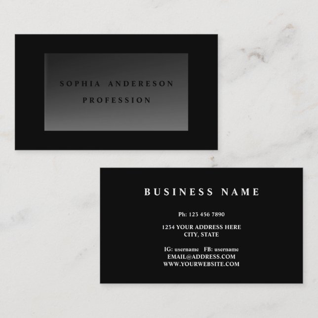 Dark Modern Chic Transparent Glass Professional  Business Card (Front/Back)