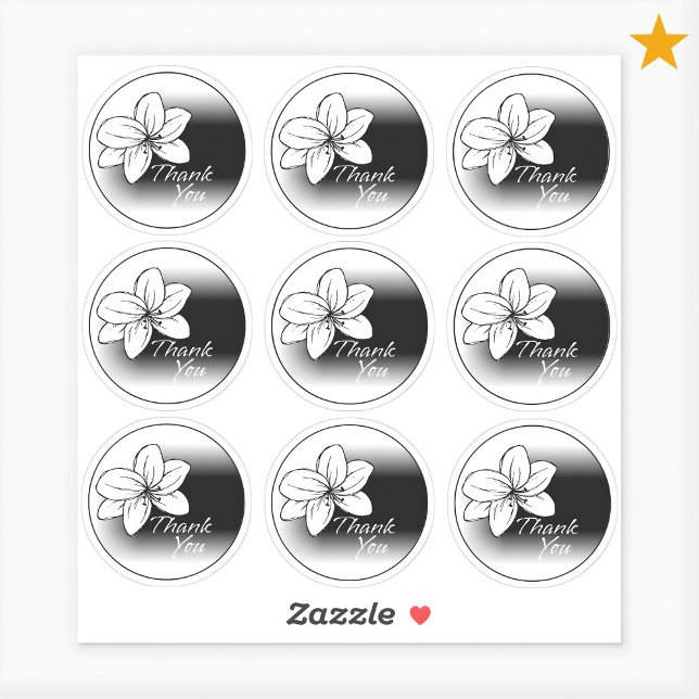Dark Modern Minimal Gray Flower Drawing Thank You Sticker (Creator Uploaded)