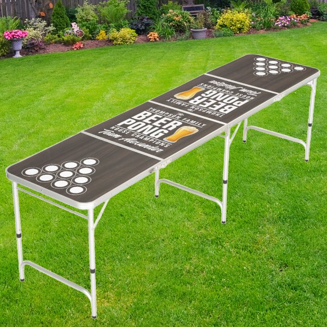 Dark Modern Wood Brew Battle Champions Team Names Beer Pong Table (Creator Uploaded)
