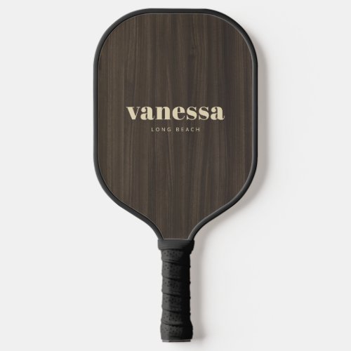 Dark Modern Wood Minimal Modern Classic Name Pickleball Paddle