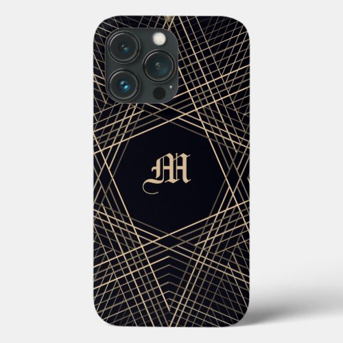  Dark Monogram Geometric Star Gothic Stylish Black iPhone 13 Pro Case