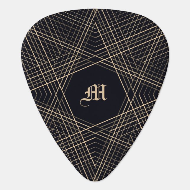  Dark Monogram Geometric Star Gothic Stylish Black Guitar Pick (Front)