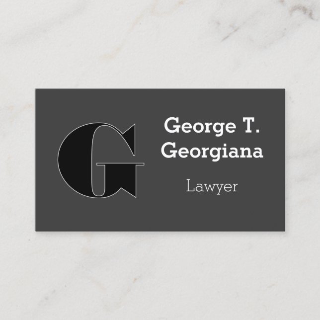 Dark Monogram Letter Professional Business Card (Front)
