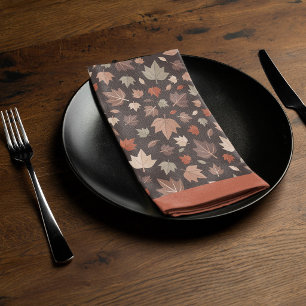 Dark Moody Autumn Leaves Elegant Fall Cloth Napkin