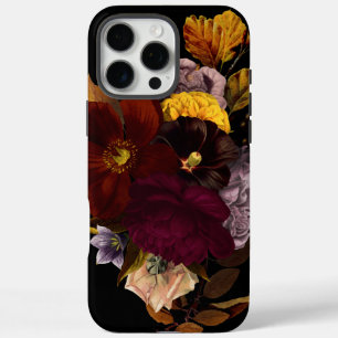 Dark Moody Black Autumn Floral iPhone 16 Pro Max Case