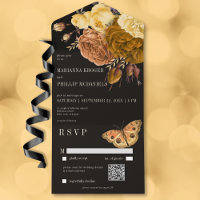 Dark Moody Black Autumn Floral QR Code