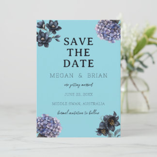 Dark Moody Black Floral Classic Typography Wedding Save The Date