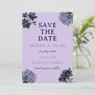 Dark Moody Black Floral Classic Typography Wedding Save The Date