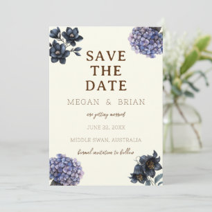 Dark Moody Black Floral Classic Typography Wedding Save The Date