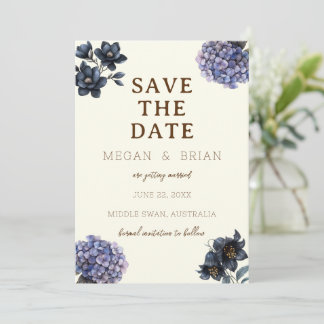 Dark Moody Black Floral Classic Typography Wedding Save The Date