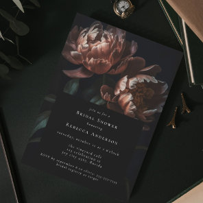 Dark Moody Black Gothic Florals Bridal Shower Invitation