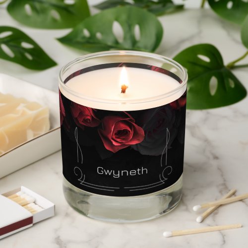 Dark Moody Black Red Florals Scented Candle