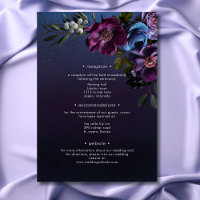 Dark Moody Blue Lavender Floral Modern Wedding