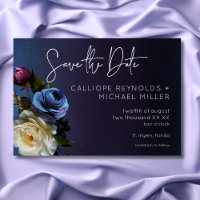 Dark Moody Blue Lavender Floral Modern Wedding