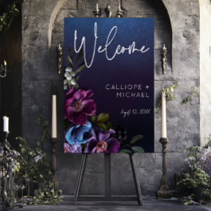 Dark Moody Blue Lavender Floral Wedding Foam Board