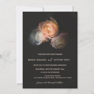 Dark Moody Blush 3D Flowers Wedding Invitation