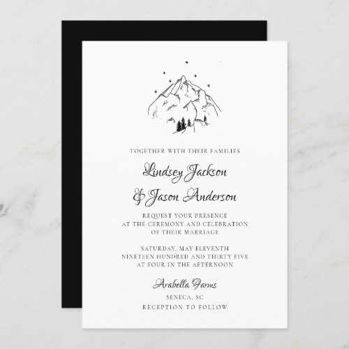 Dark Moody Bohemian Rustic Mountain Wedding Invitation