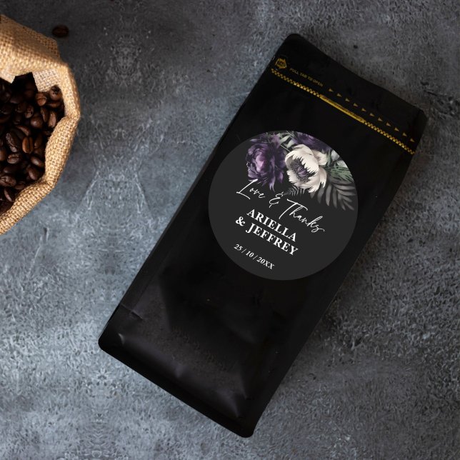 Dark moody boho elegant wedding thank you favor classic round sticker (Dark moody boho elegant wedding thank you favor sticker wedding favor gift stickers )