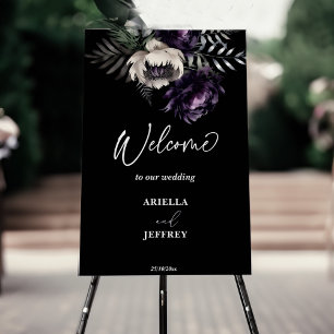 Dark moody boho elegant wedding welcome sign