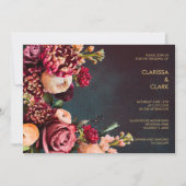 Dark Moody Bold Floral Marsala Wedding Invitation (Front)