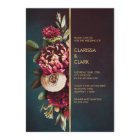 Dark Moody Bold Floral Marsala Wedding Invitation